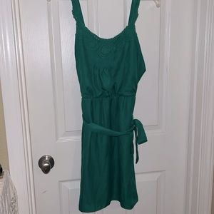 LC green tank dress w/ crocheted design, size 10